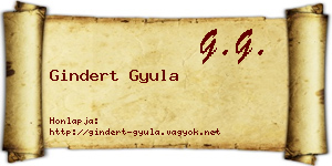 Gindert Gyula névjegykártya